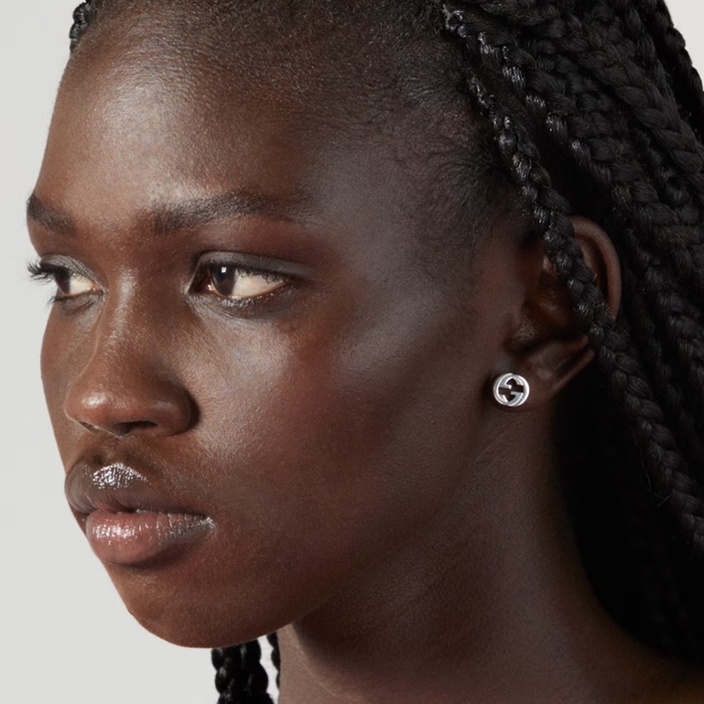 Gucci Logo Interlocking Earrings Silver - image 1